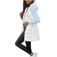 thumbnail image 1 of Htigea Long Vest for Women Sleeveless Quilted Jacket Hooded Puffer Outerwear Fall Winter Zip Up Vests with Pockets White XL, 1 of 9