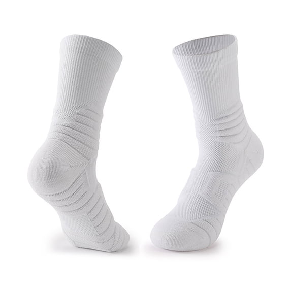 Htigea Men's Crew Socks Solid Color Breathable Athletic Socks for Running Jogging Basketball White Free Size