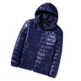 thumbnail image 1 of Htigea Men's Lightweight Packable Puffer Jacket Winter Hooded Down Coats Solid Color Full Zip Up Warm Jackets Windproof Quilted Coat Outwear Navy M, 1 of 1