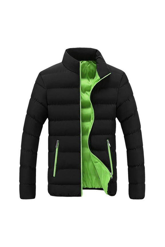 Men's Plus Size Puffer Jackets Thicken Warm Coat Winter Long Sleeve Zipper Down Coats Slim Fit Padded Jacket Outwear with Pockets Green XXL
