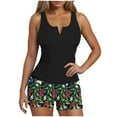 thumbnail image 1 of Htigea Modest Bathing Suit for Women Tummy Control Swimsuit Notch V Neck Tank Tops with Boy Shorts Sleeveless Tankini Swimwear 2 Pack Black,S, 1 of 8