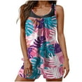 thumbnail image 1 of Htigea Modest Swimsuits for Women Tankini Loose Fit Swim Top with Boyshorts Trendy Printed Swimwear 2 Piece Tummy Control Bathing Suits Beachwear 003 Multicolor Swimsuit,S, 1 of 6