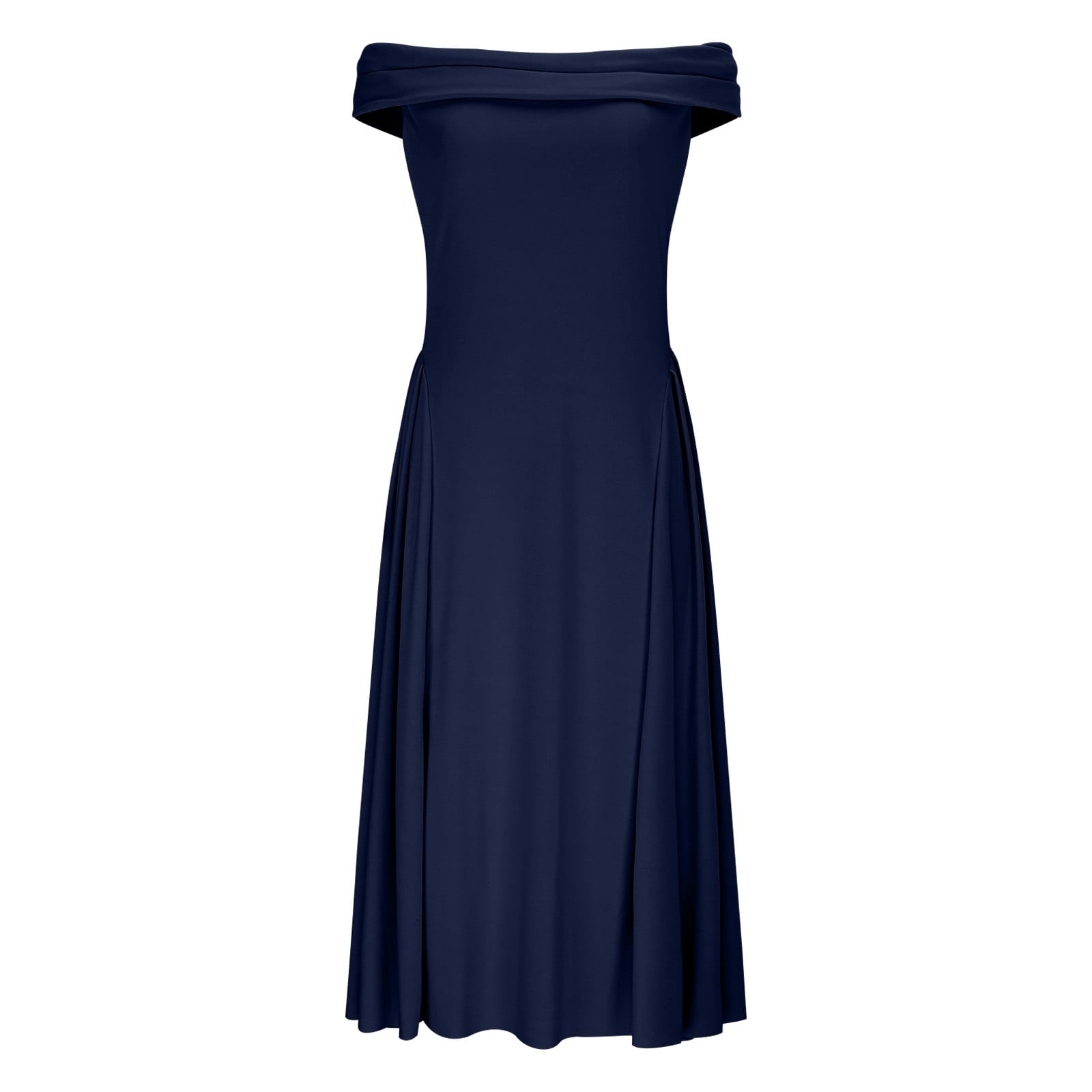 Htigea Off the Shoulder Midi Dress for Women Summer Strapless Pleated  Evening Party Dress Formal Wedding Guests Dresses Navy,S