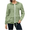 thumbnail image 1 of Htigea Outdoor Rain Jacket for Women Lightweight Waterproof Raincoat Full Zip Up Hooded Windbreaker with Pockets Green M, 1 of 9