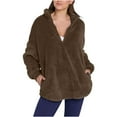 thumbnail image 1 of Htigea Oversized Sweatshirts for Women Sherpa Long Sleeve Pullover 1/4 Zipper Collared Sweatshirt Warm Winter Tops Coffee M, 1 of 9