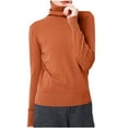 thumbnail image 1 of Htigea Pile Collar Sweater for Women Solid Long Sleeve Knitted Tops Lightweight Fall Winter Base Layer Sweaters Orange XXL, 1 of 5