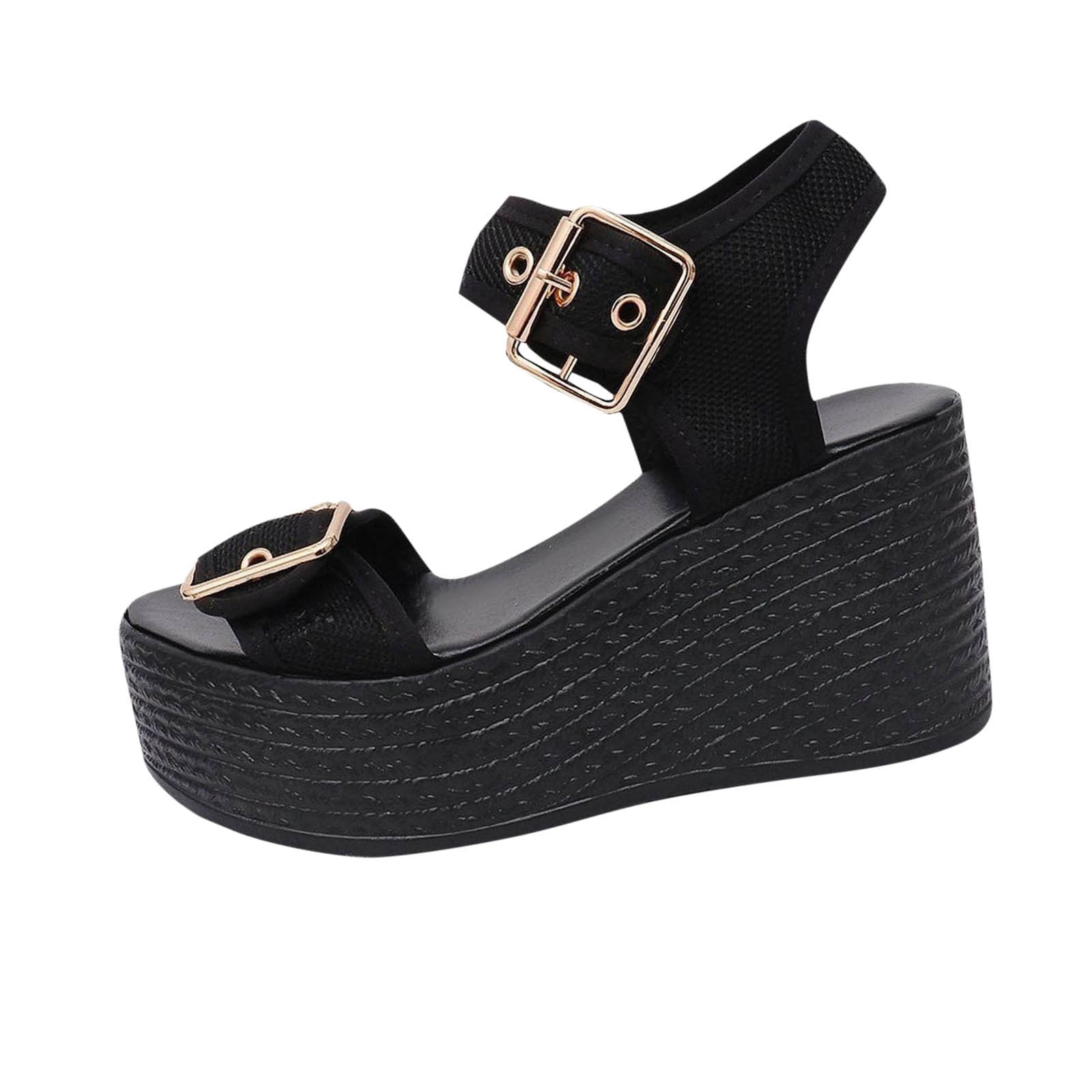 River Island Black Chunky Wedges Ecetana Wedge Sandals For Women