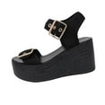 thumbnail image 1 of Htigea Platform Sandal for Womens Slip On Wedge Slides Sandals Comfortable Open Toe Summer Casual Flatform Chunky Sandals Black,8, 1 of 8