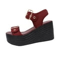thumbnail image 1 of Htigea Platform Sandal for Womens Slip On Wedge Slides Sandals Comfortable Open Toe Summer Casual Flatform Chunky Sandals Red,9, 1 of 8