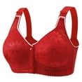 thumbnail image 1 of Htigea Plus Size Lace Bras for Women Front Closure Snap Wireless Bra Comfy Full Coverage Nursing Bra Underwear Red 50, 1 of 6