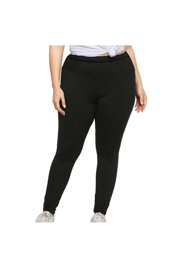 Plus Size Leggings for Women Ice Silk Stretchy Tights High Waisted Tummy Control Yoga Pants Solid Color Compression Lounge Bottoms Today Sales Black,XXXXL