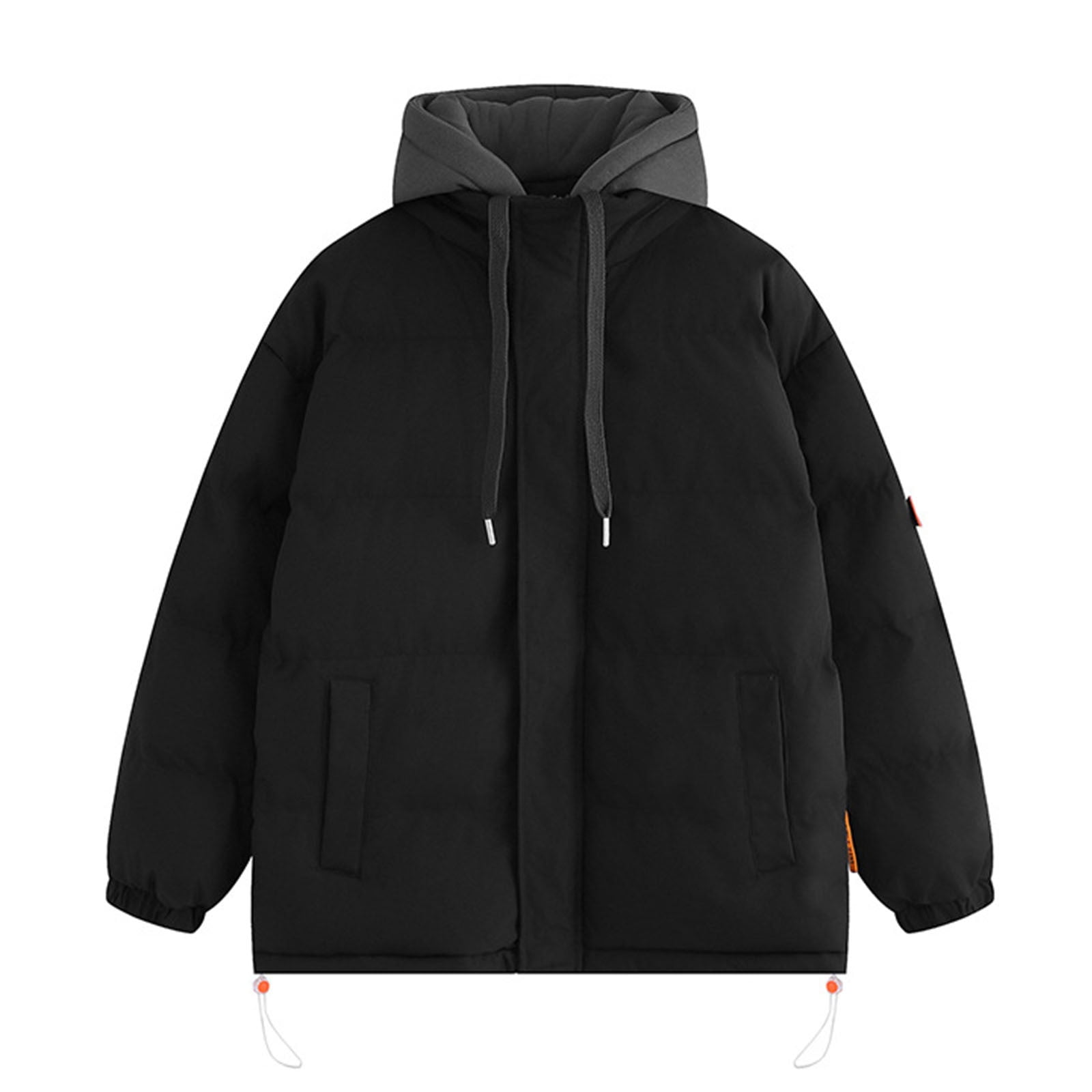 Hooded Puffer Collusion Unisex Puffer Jacket In Black Htigea Plus