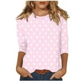 thumbnail image 1 of Htigea Plus Size Tops for Women Dressy 3/4 Sleeve Crew Neck Shirts Fashion Polka Dot Print Tunic Tees Cute Tshirts Pink,5XL, 1 of 5