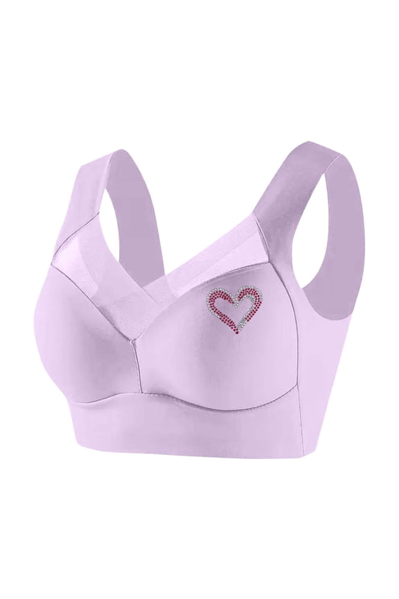 Plus Size Wirefree Bras for Women Seamless Full Coverage Lifting Bra Smooth Back Anti Sagging Underwear No Rims Purple L