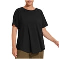 thumbnail image 1 of Htigea Plus Size Workout T-Shirt for Curvy Women Quick Dry Running Athletic Tees Soft Comfy Yoga Gym Shirts Short Sleeve Flowy Tunic Tops Black XL, 1 of 5