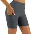 thumbnail image 1 of Htigea Pocket Yoga Shorts for Women High Waist Tummy Control Workout Leggings Slim Fit Stretch Gym Workout Shorts Dark Gray XXXXL, 1 of 9