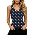 thumbnail image 1 of Htigea Polka Dots Tank Tops for Women Ribbed V-Neck Sleeveless T-Shirts Summer Fitted Tanks for Going Out Daily Navy S, 1 of 7