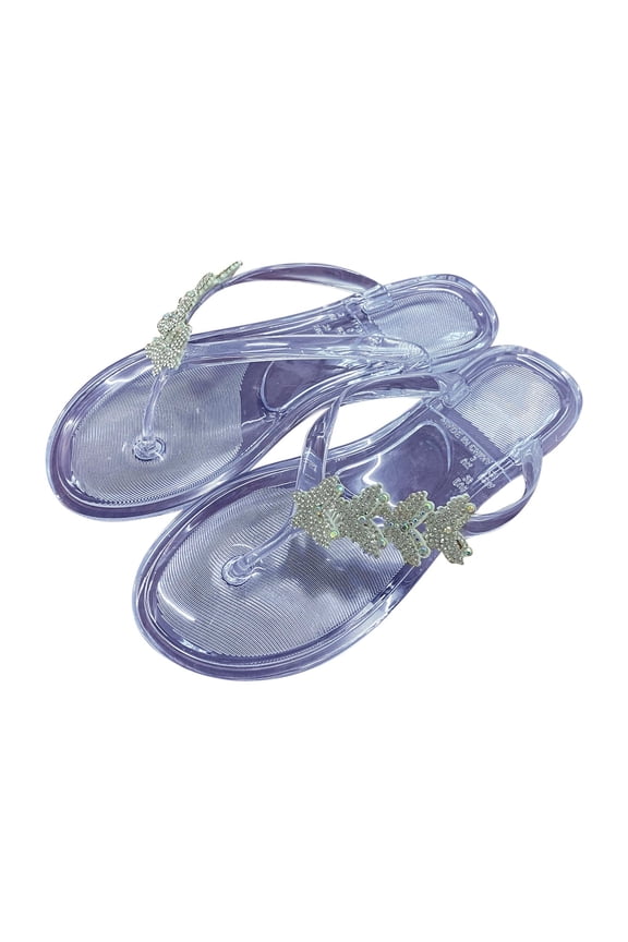 Flip Flops Sandals for Women,Fashion Cute Bow Rhinestone Thong Flat Slippers,Summer Casual Thong Flip-Flops Lightweight Comfy Beach Shoes Slipper