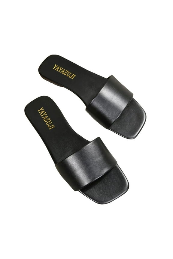 Women's Wide Width Flat Slides Sandals, Casual Comfortable Sandal Summer Beach Dress Shoes for Women.