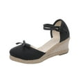 thumbnail image 1 of Htigea Womens Espadrilles Sandals Closed Toe Ankle Strap Casual Summer Wedges, 1 of 5
