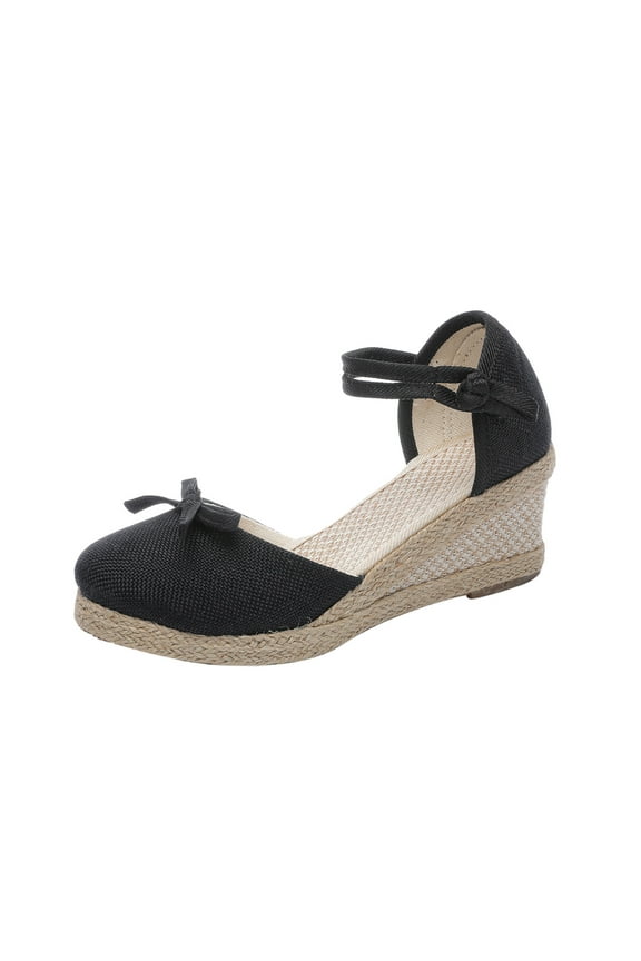Womens Espadrilles Sandals Closed Toe Ankle Strap Casual Summer Wedges
