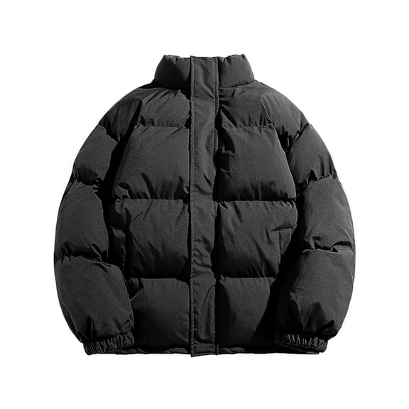 Htigea Puffer Jacket for Men Plus Size Winter Waterproof Down Coats Full Zip Stand Collar Jackets Casual Loose Warm Coat Streetwear Outwear Black XL