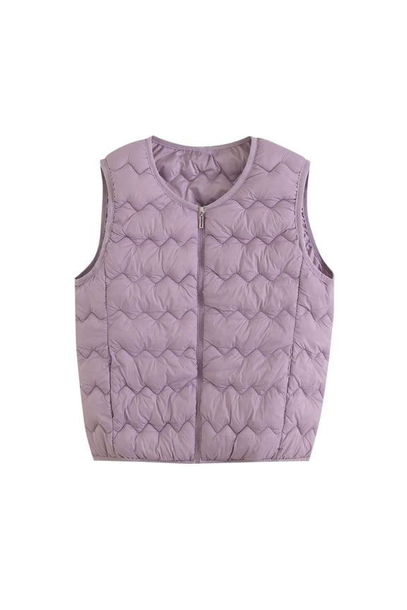 Puffer Vest for Women Lightweight Quilted Sleeveless Jackets Fall Zip Up Gilet Winter Warm Waistcoat with Pockets Purple XXXXXL