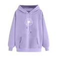 thumbnail image 1 of Htigea Pullover Hoodies for Women Funny Graphic Long Sleeve Sweatshirts | Fashion 2026, Drawstring Hooded, Pocket, Loose Fit, Fall Winter, Casual Holiday Tops Purple S, 1 of 3