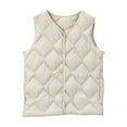 thumbnail image 1 of Htigea Quilted Sleeveless Jackets for Women Solid Casual Vest Lightweight Fall Winter Warm Tops with Pockets Beige XXXXL, 1 of 4