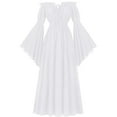 thumbnail image 1 of Htigea Renaissance Dresses Womens Off the Shoulder Batwing Sleeve Long Dress Medieval Victorian Maxi Dresses White S, 1 of 4