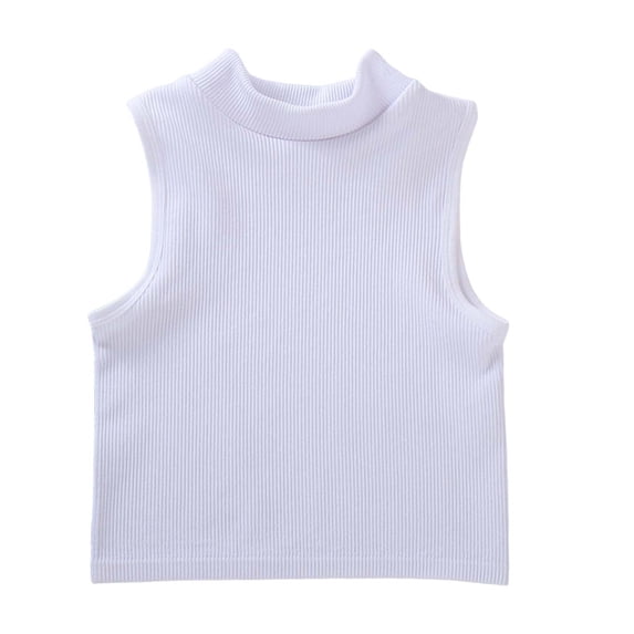Htigea Ribbed Knit Tank Tops for Women Sleeveless Mock Neck Blouse Summer Trendy Going Out Short Tanks White S