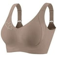 thumbnail image 1 of Htigea Seamless Lift Bras for Women Adjustable No Rims Gather Underwear Full Coverage Wirefree Push Up Bra Brown XXXXL, 1 of 8