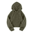 thumbnail image 1 of Htigea Sherpa Hoodies for Women Fleece Hooded Sweatshirts with Pockets Casual Loose Long Sleeve Winter Pullover Tops Army Green XL, 1 of 5