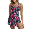 thumbnail image 1 of Htigea Sleeveless Swim Dresses for Women Modest Tankini Swimsuit Tummy Control Bathing Suit Stylish Beach Vacation Swimdress No Bottoms 01 Multicolor,XXL, 1 of 5