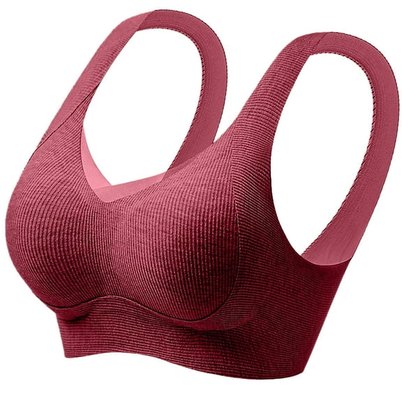 Htigea Sports Bras for Women Wireless Shape Lift Push Up Bra Comfortable Wirefree Gather Bra Yoga Underwear Red XL