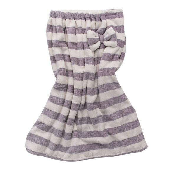 Htigea Strapless Shower Robe for Women Striped Sleeveless Elastic Tube Bath Dress Soft Fleece Spa Bathrobe Purple,Free Size
