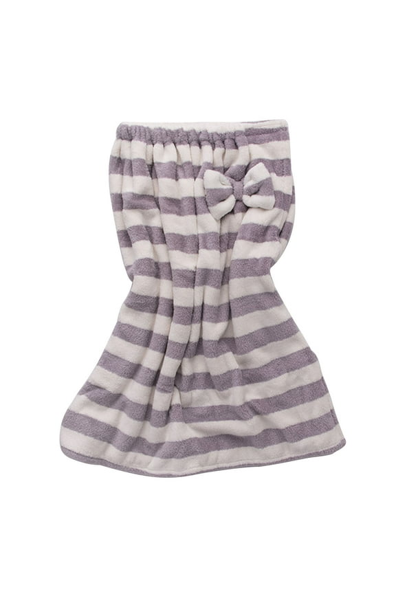 Strapless Shower Robe for Women Striped Sleeveless Elastic Tube Bath Dress Soft Fleece Spa Bathrobe Purple,Free Size