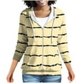 thumbnail image 1 of Htigea Striped Hoodies for Women Full Zip Up Hooded Long Sleeve Trendy Slim Fit Sweatshirts with Pockets Yellow L, 1 of 9