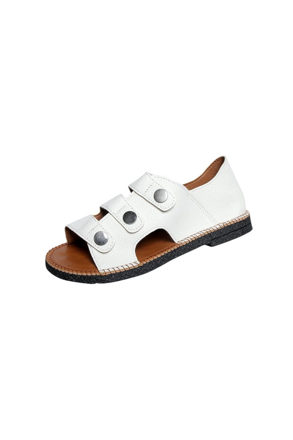 Summer Flat Sandals for Women Non Slip Open Toe Walking Shoes Casual Comfy Everyday Work Sandal White,9