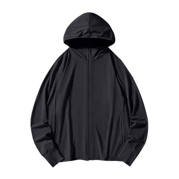 Htigea Sun Hoodies for Women UPF 50  Long Sleeve Top Full Zip Up UV Protection Sport Coats Quick Dry Outdoor Active Sweatshirts with Pockets Black XXXXL