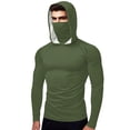 thumbnail image 1 of Htigea Sun Protection Shirts for Unisex Quick Dry Long Sleeve Hoodies with Face Mask UPF 50+ Fishing Tops Army Green S, 1 of 9