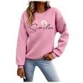 thumbnail image 1 of Htigea Sweatshirts for Women Cute Print Long Sleeve Crewneck Pullover Casual Loose Basic Everyday Tops Pink S, 1 of 4