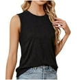 thumbnail image 1 of Htigea Tank Tops for Women Solid Color Sleeveless Blouses Casual Crewneck Loose Fit Tanks Soft Summer Lounge Undershirts Black,XL, 1 of 4