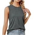 thumbnail image 1 of Htigea Tank Tops for Women Solid Color Sleeveless Blouses Casual Crewneck Loose Fit Tanks Soft Summer Lounge Undershirts Dark Gray,L, 1 of 4