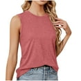 thumbnail image 1 of Htigea Tank Tops for Women Solid Color Sleeveless Blouses Casual Crewneck Loose Fit Tanks Soft Summer Lounge Undershirts Pink,S, 1 of 4