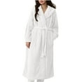 thumbnail image 1 of Htigea Terry Cloth Bathrobes for Women Fleece Long Hooded Robe Soft Homewear Plush Winter Warm Nightgown with Pockets White,M, 1 of 3