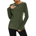 thumbnail image 1 of Htigea Thermal Shirts for Women Soft Cozy Base Layer Solid Crewneck Long Sleeve Tops Fall Winter Underwear Army Green S, 1 of 9