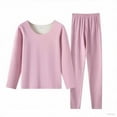 thumbnail image 1 of Htigea Thermal Underwear Set for Women Casual Sleepwear Pullovers Elastic Waist Long Johns Pajamas Winter Soft Warm Loungewear Pink L, 1 of 9