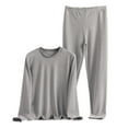 thumbnail image 1 of Htigea Thermal Underwear for Women Striped Print Long Johns Set Cold Weather Winter Crewneck Shirts & Bottoms Base Layer Gray XL, 1 of 3