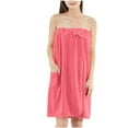 thumbnail image 1 of Htigea Towel Wrap for Women Flannel Shower Spa Robe with Hair Cap Comfy Adjustable Snap Closure Bathrobe with Pocket Hot Pink,Free Size, 1 of 7